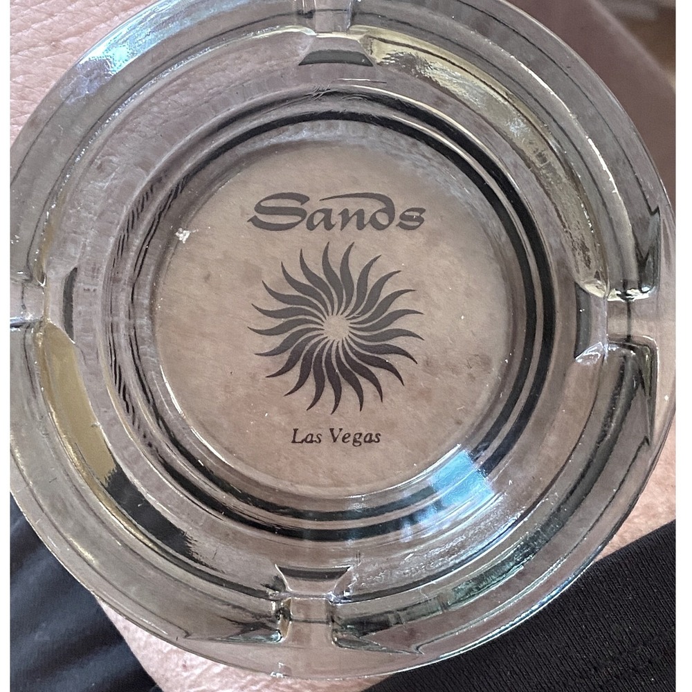 Sands Las Vegas Ashtray Glass Smoked Gray Vintage Hotel Casino Decor - Picture 4 of 4